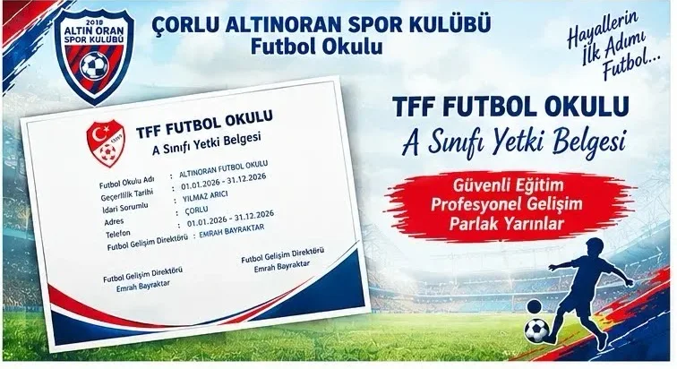TFF Futbol Okulu A Sınıfı Yetki Belgesi